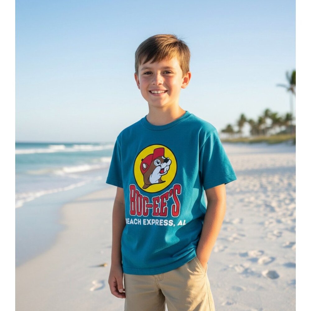 Buc-ees Beach Express Local Graphic Tee Youth Large Comfort Soft T-Shirt